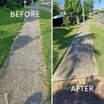 Footpath edging and lawn mowing, before and after